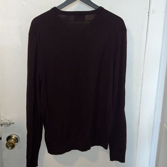 CALVIN KLEIN Tawny Port Extra Fine Merino Washable V Neck Sweater-L - Picture 6 of 11